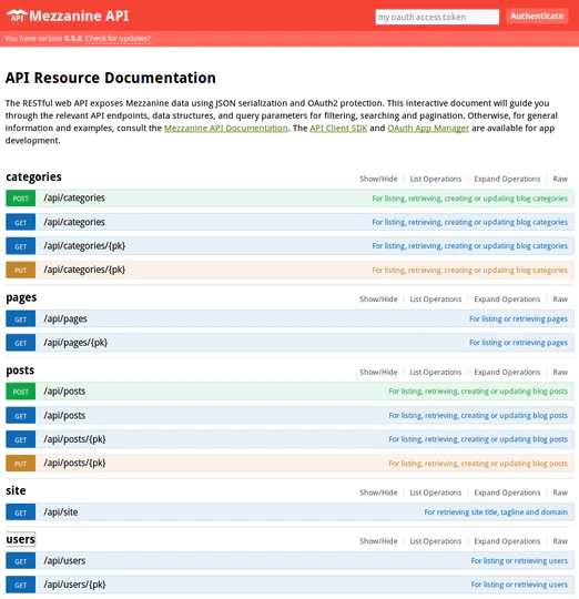 Mezzanine Headless CMS API